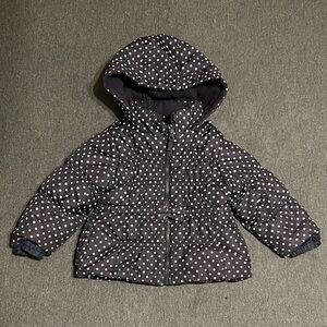 OshKosh B'gosh Navy Polka Dot Hooded Puffer Jacket